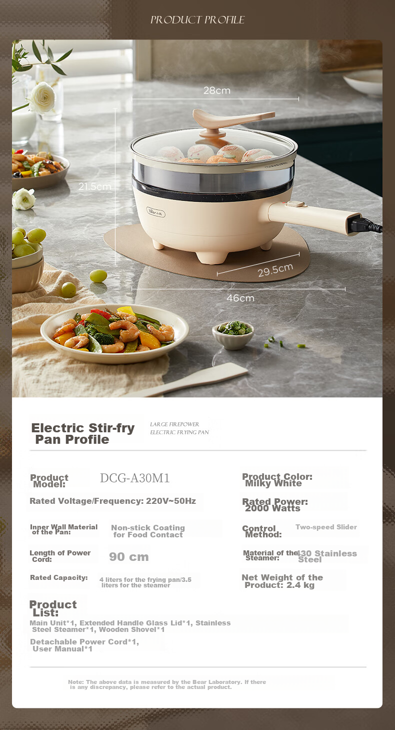 Bear Electric Wok, Multi-Functional Home Cooking Pot, Electric Cooker, Hot Pot, 2.5L Small Electric Pot, Non-Stick Cooking Pot for Stewing, Frying, And Boiling in Dormitory, Noodle Cooker B24C2 11