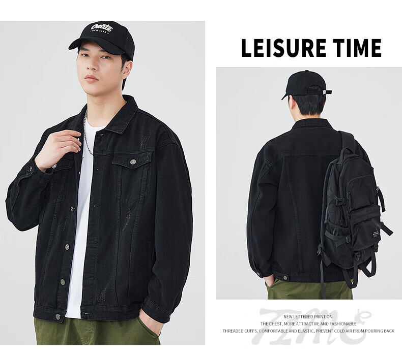Jeanswest Denim Jacket for Men, 2026 Autumn Season, Trendy Label Loose Versatile Clothing, Blue XL 11