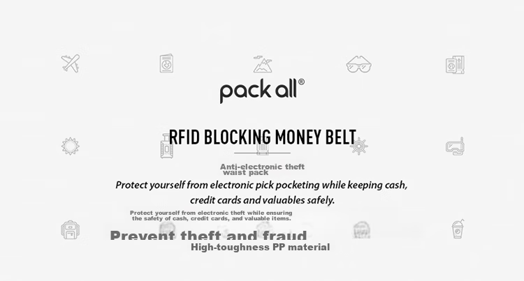 Pack All Multifunctional Thin Invisible Waist Bag for Men And Women, Travel Document Holder, Passport Pouch, Card Holder, Anti-Electronic Theft Waist Pack, Black 1