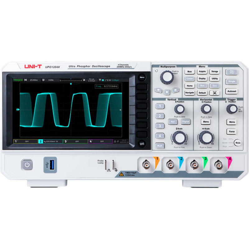 UNI-T UPO1204X High-Precision Digital Fluorescent Oscilloscope 200MHz 4-Channel Digital Storage Oscilloscope