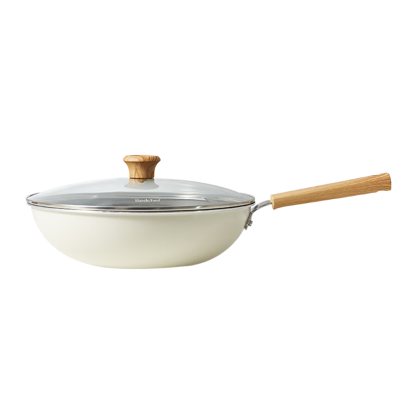 REDCHEF Titanium Non-Stick Ceramic Wok Pan for Stir-Frying, Steak Frying, Oil-Free, Compatible with Induction And Gas Stoves, 30cm