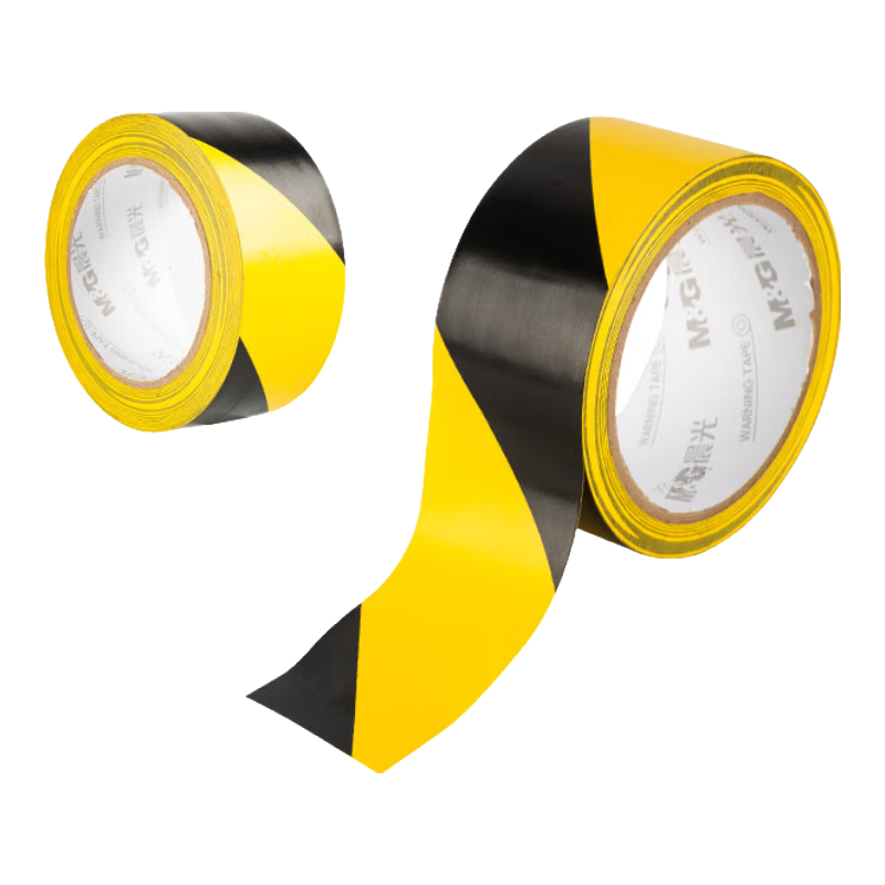 M&G Yellow And Black Safety Warning Tape, 48*20y, Single Roll, Zebra Crossing Factory Warehouse Tape, Safety Positioning Marking Sticker, Eye-Catching Typhoon Windproof Window Reinforcement, AJD95749