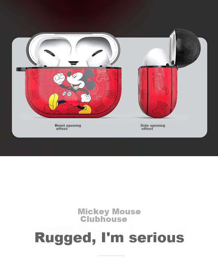ESCASE AirPods Pro Second-Generation Protective Case, Apple Pro 2 Earphone Cover, Disney Mickey Cartoon Leather Texture Soft Trendy Men's Personalized Creative 2022 Model Gray 7