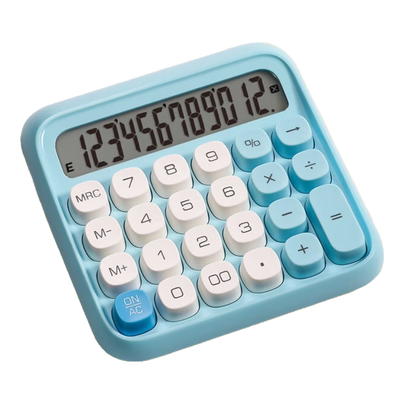 Deli Round High-Button Stylish Calculator for Children, 12-Digit Wide Screen Display, Aesthetically Pleasing Fourth Grade Student Calculator, Office And Study Supplies, Blue, TE36