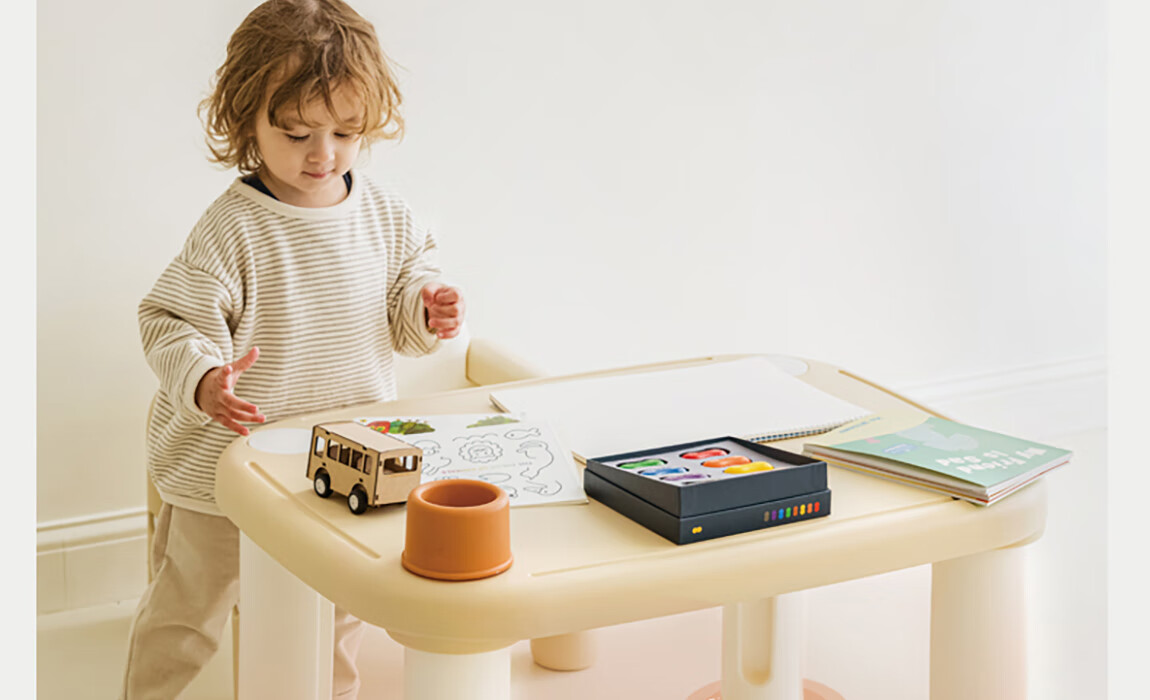 Yuelianggushi LUNASTORY Baby Desk And Chair, Children's Study Table, Chubby Table, Montessori Small Table, Peanut Table, Kindergarten-Specific Single Desk 24