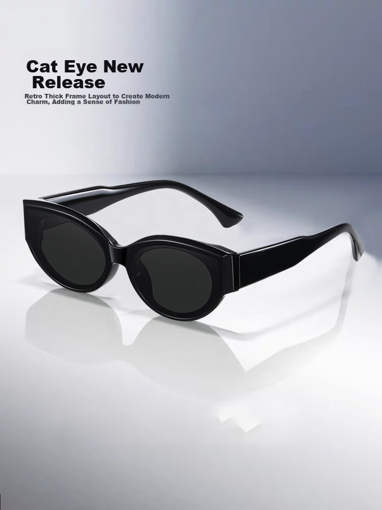 Cuntiandaofu Cat Eye Sunglasses, Sunglasses, Polarized UV Protection Sunglasses GM Sunglasses for Women, Korean Style, Black Frame with Black Lenses 4