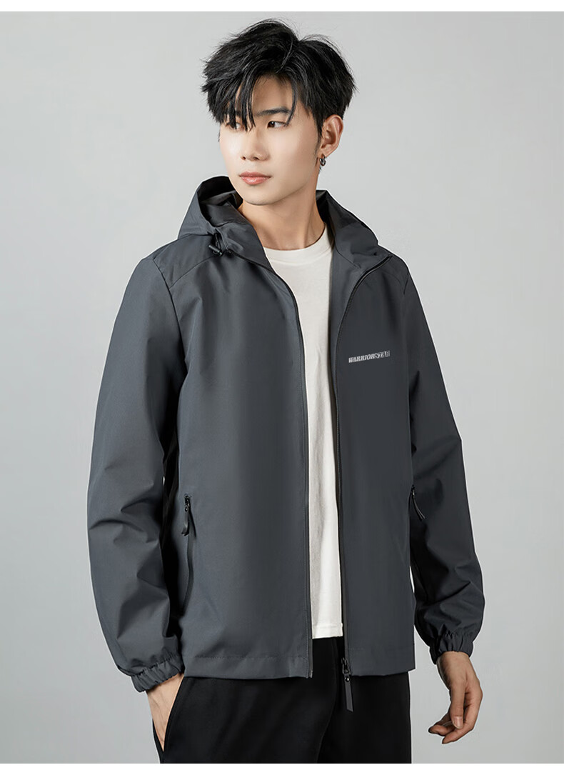 Warrior Men's Hooded Printed Jacket Autumn Fashion Casual Versatile Men's Outerwear 8