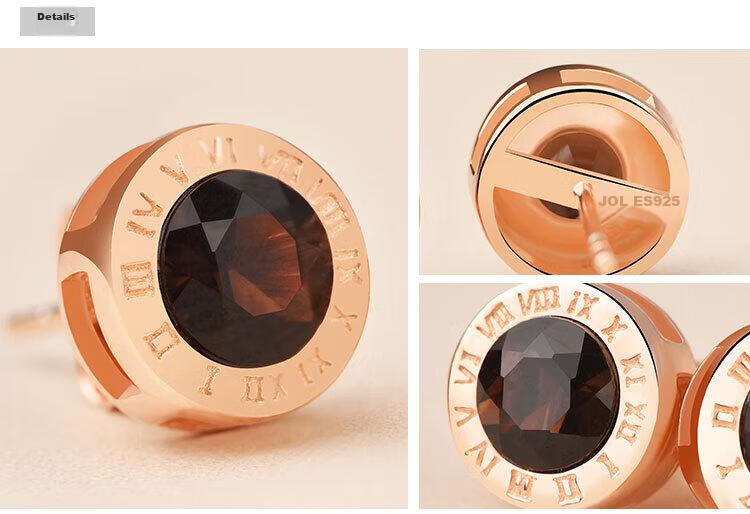 JOLEE S925 Silver Rose Gold Crystal Stud Earrings, Fashionable Couple's Jewelry, Gift for Men, One Item One Certificate 5