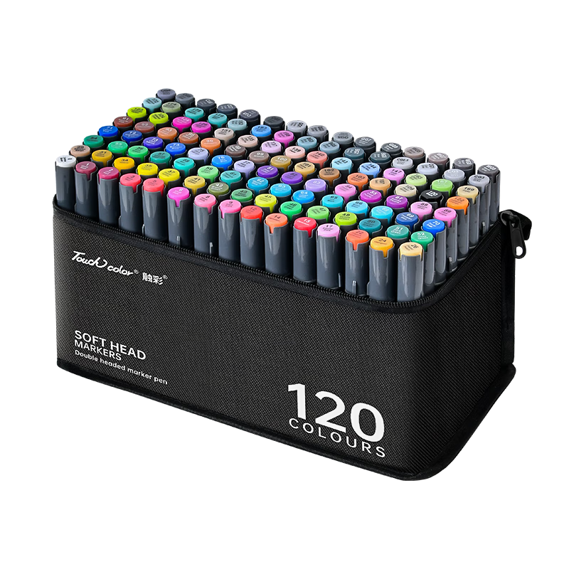 Touchcolor 4th Generation Dual-Tip Markers, Soft And Hard Tips, Oil-Based Watercolor Pens for Students And Art Majors, Anime Drawing Pens, Quick-Drying Highlighters, 120 Colors, Children's Colorful Holiday Gift