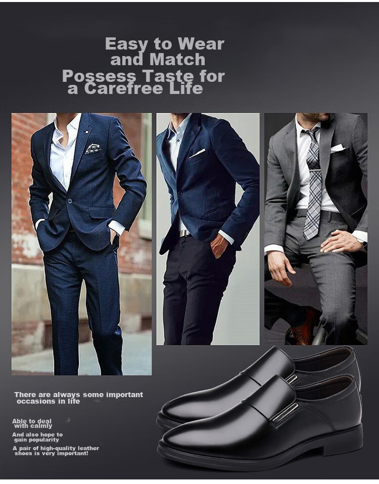 EGCHI Men's Leather Shoes, Business Casual Formal Wear, British Style, Durable And Comfortable Commuter Shoes for Men, CPZ0917, Black, Size 39 4
