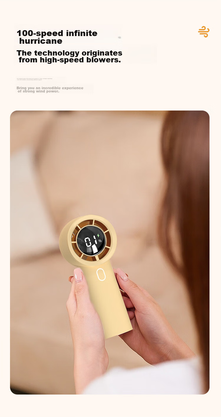 Newmine Handheld Fan [100-Speed High-Speed Ice Cooling] Semiconductor Cooling Foldable USB Rechargeable Neck Hanging Portable Small Desktop Fan for Office and Dormitory Use 3