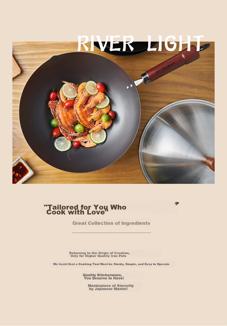 RIVER LIGHT Japanese Imported Cast Iron Wok Pan Versatile 30cm Cooking Pan for Home Use, Compatible with Induction And Gas Stoves 12