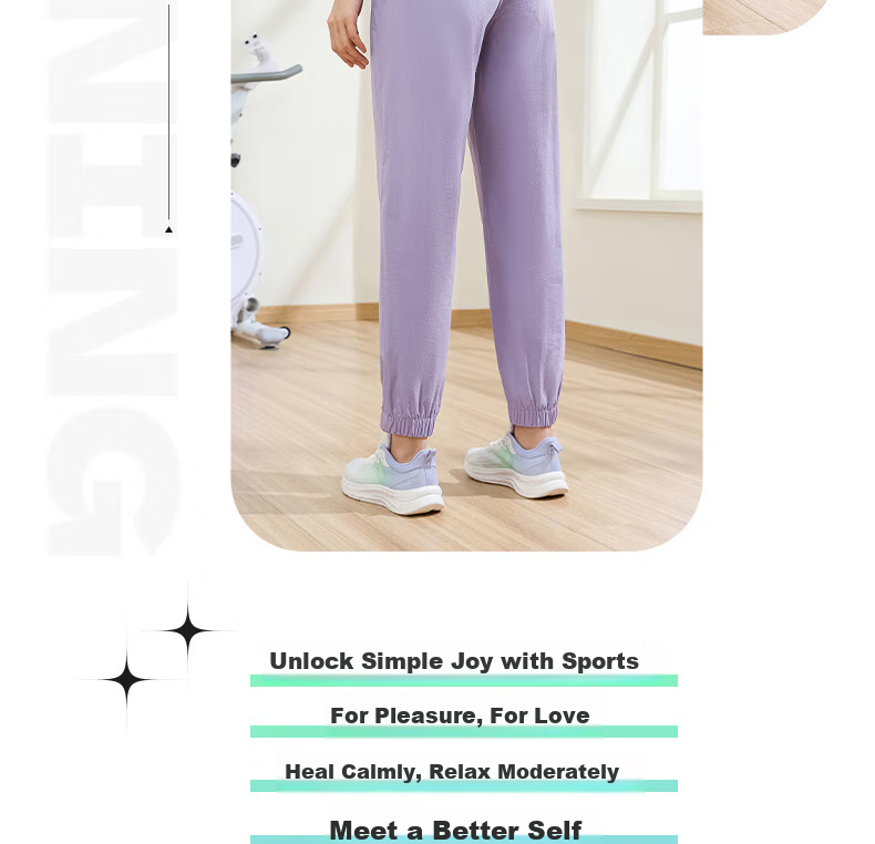 361° Women's Sports Pants, Spring And Autumn Sun Protection, Running Casual Ice Silk Thin Loose-Fit Ankle-Tied Capri Pants 662414714H-3 4