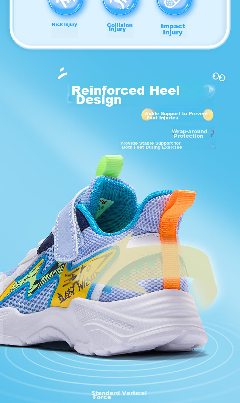 361° Children's Shoes, Boys' Shoes, Summer 2026, Lightweight And Bouncy Toddler Playful Casual Shoes for Kids, Blue, Size 30 6
