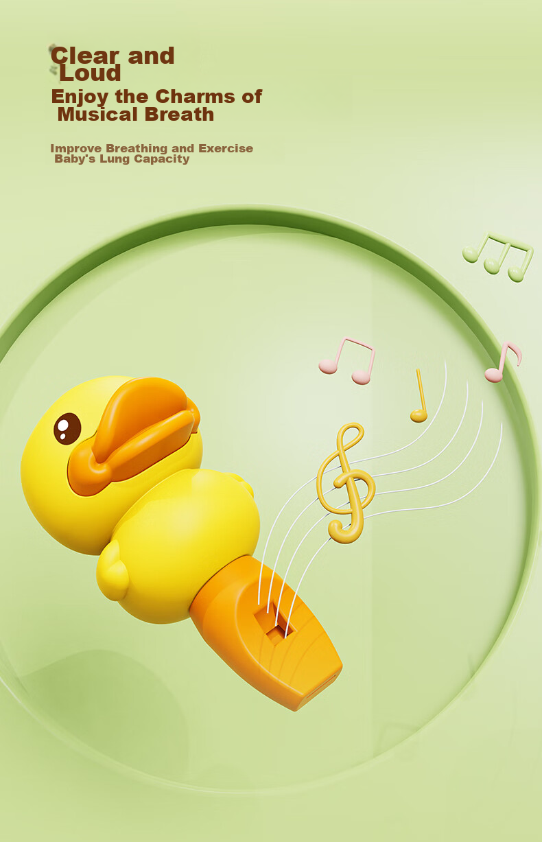 B.Duck Children's Fun Cartoon Whistle with Lanyard, Cute Baby Harmonica, Birthday Gift 3