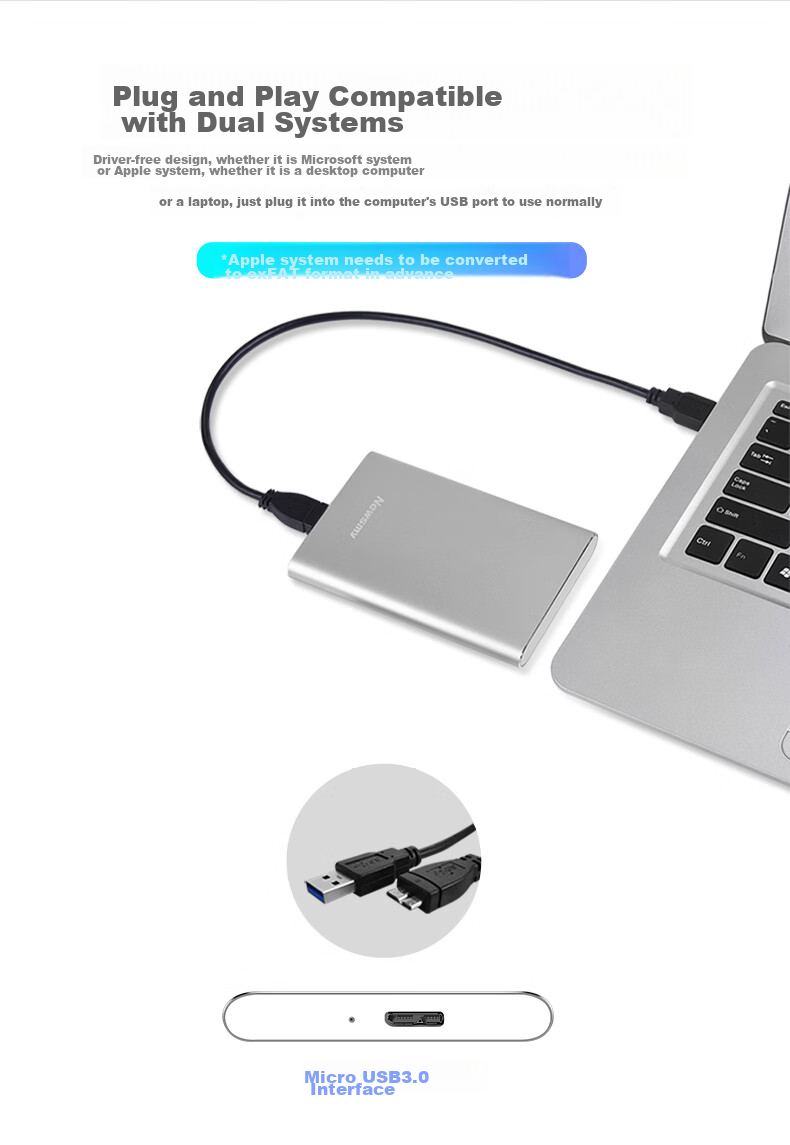 Newsmy 1TB Portable Hard Drive Mechanical, Metal Mingyue Series, USB3.0, 2.5-Inch, Sapphire Blue, Stable And Durable, High-Speed Transfer, Data Backup 4
