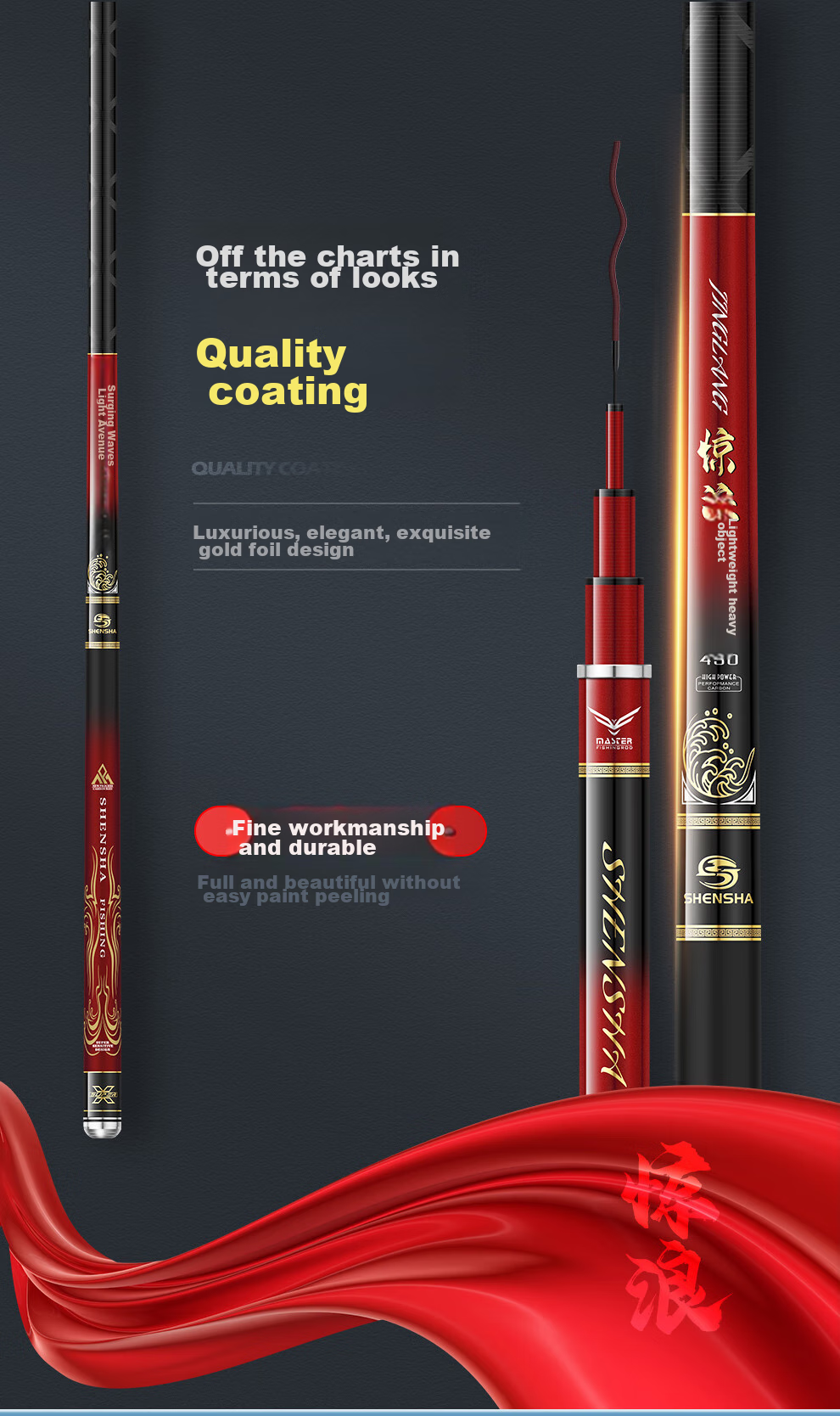 Shensha Jinglang 5.4m Fishing Rod, Ultra-Light And Ultra-Hard, 19 Sections, Carp And Bighead Carp Rod, Platform Fishing Rod, Big Fish Rod, Carbon Fiber Hand Rod, Fishing Pole 12