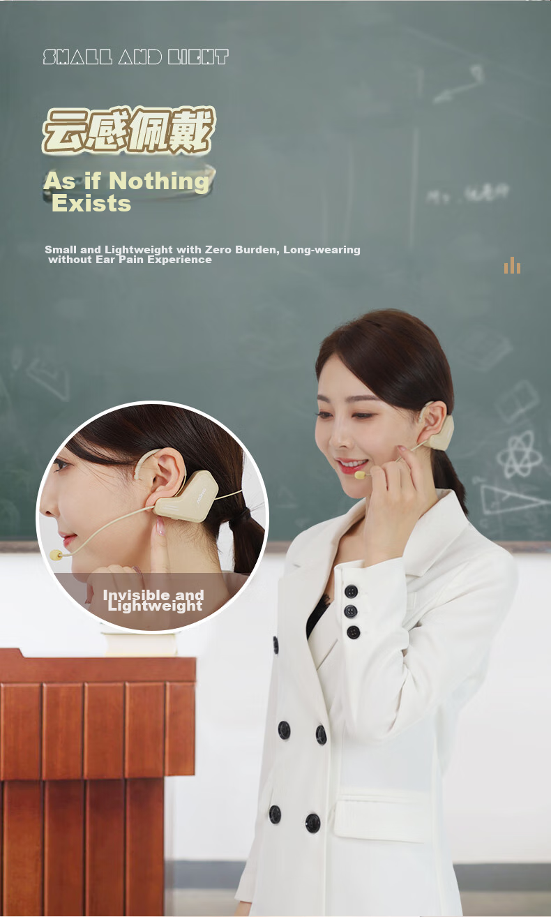 ASiNG S16 Skin Tone Wireless Microphone, Teacher's Classroom Lavalier Amplifier, Specialized Earpiece for Meetings And Performances, Head-Mounted Microphone with Amplifier And Speaker 4