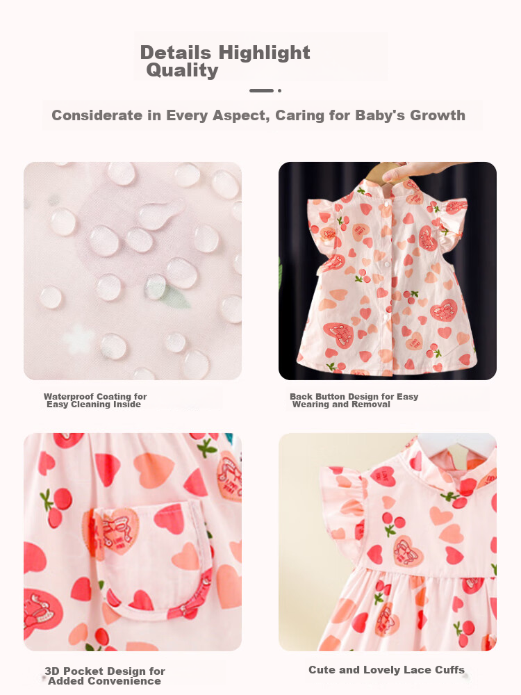 9I9 Baby Eating Smock Dress Apron, Waterproof And Dirt-Resistant, Infant And Child Painting Outfit, Stylish A59 9
