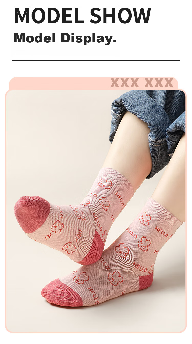 Bingxuemumian Children's Socks, Girls' Mid-Calf Socks for Autumn And Winter, 6 Pairs of Seamless Cotton Socks, Spring And Autumn Short Socks with Lace Trim for Small to Big Kids And Students 18