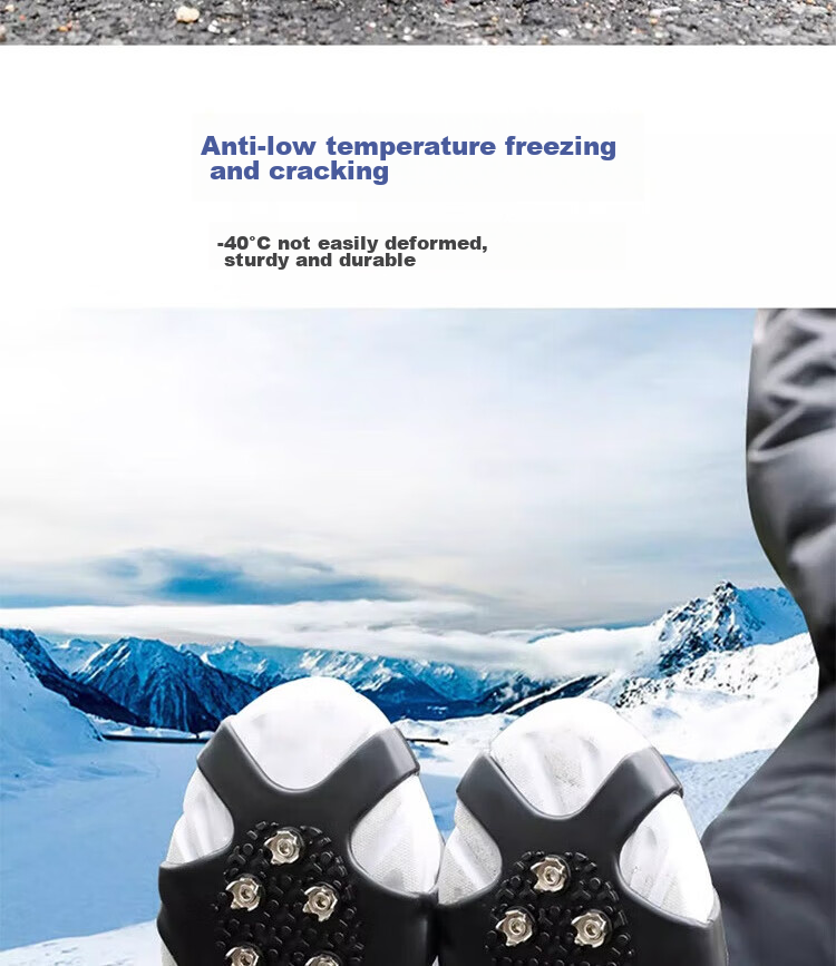 Dipuer Ice Claw Non-Slip Shoe Covers with 10 Teeth, Snow Anti-Slip Cleats, Snow Covers with Cleats, Outdoor Ice Grip Foot Covers, Size 40-45 9