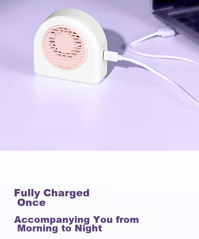 Deli Mini Handheld Rechargeable Small High-Power Electric Fan for Outdoor Camping, Office, Dormitory, Desktop Use with Lanyard, White 9