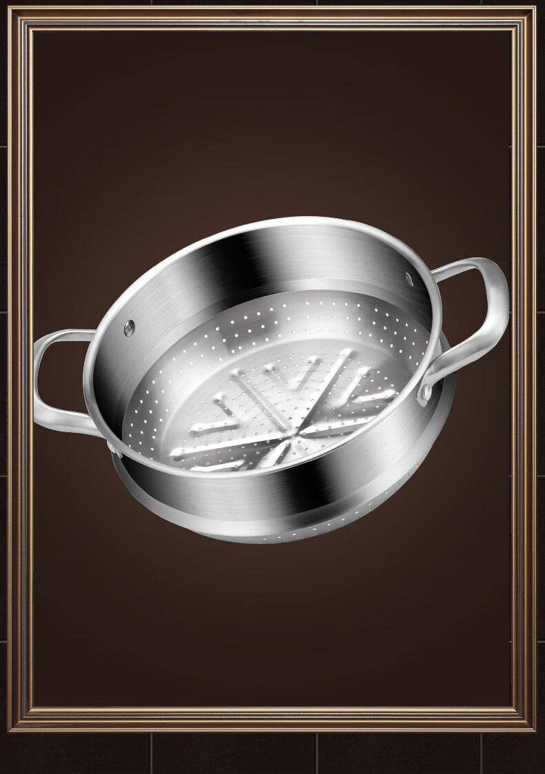 Beilunsi 304 Stainless Steel Soup Pot, Thickened Double-Handled, for Home Use on Gas Stove And Induction Cooker, for Stewing And Making High-Soup Pot with Steamer, 24CM 22