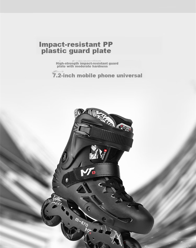 Micro Maiguo Roller Skates, Inline Skates for Adults, Roller Skates, Single Row Beginner's Flat Wheels, for Men And Women, MT Black, Size 40 11