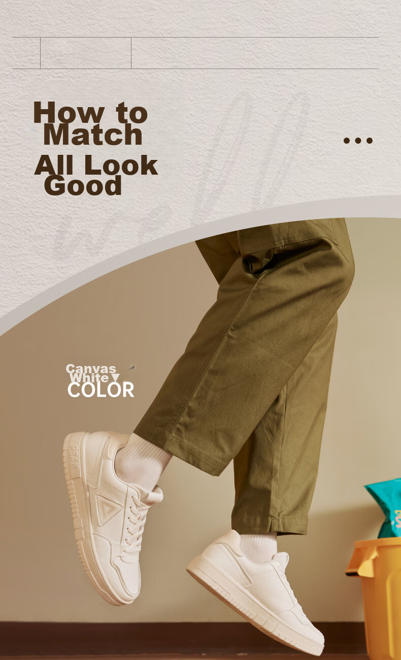 PEAK Men's Sneakers, Summer Low-Top Casual Shoes, Air Force One Style White Shoes, Versatile Sports Shoes for Men DB531127 3