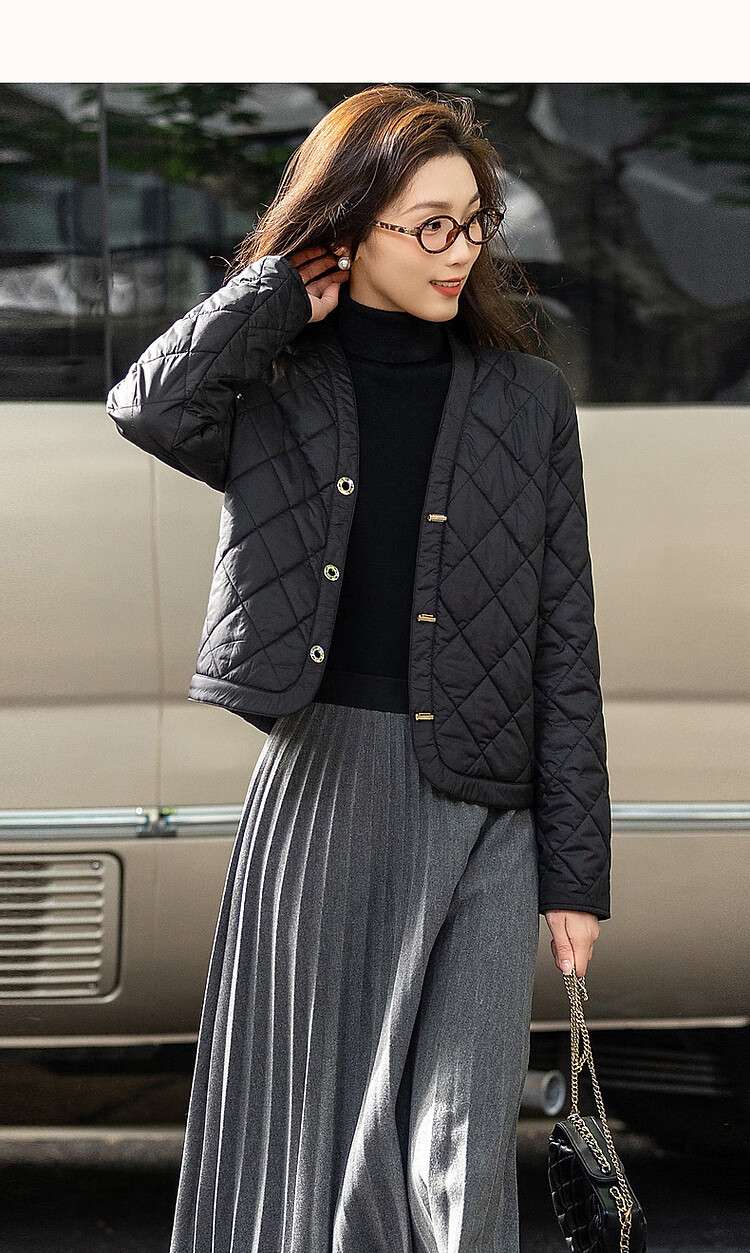 Dme [Laoqian Yinxiang] Winter Luxury Matte Light Luxury 400T Spring Yarn Diamond-Quilted Women's Cotton Jacket 12
