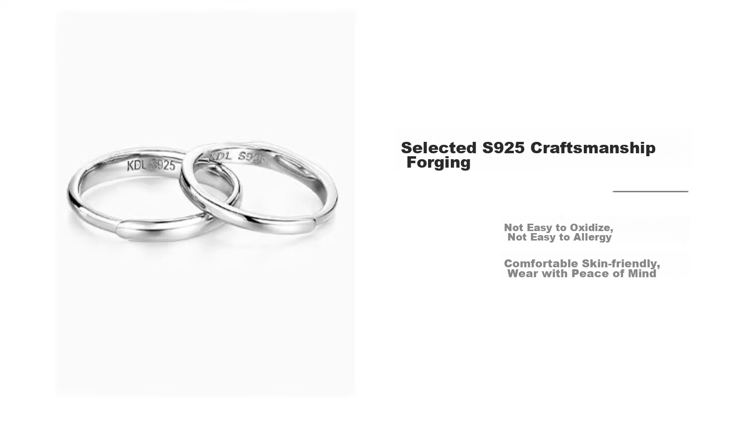 Kadiluo Couple's Matching Rings, 925 Sterling Silver Love Bracelets, Luxurious High-End Birthday Gift for Boyfriend Or Girlfriend 10