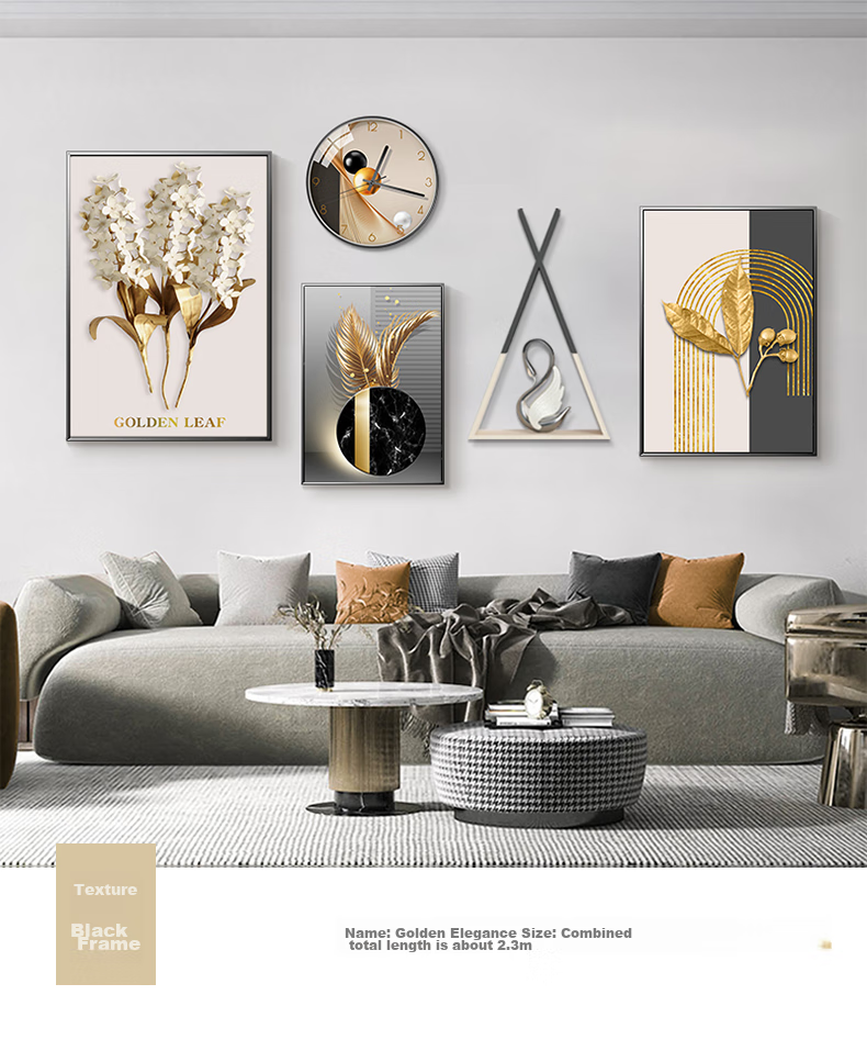 JIJUANJI Nordic Style Living Room Decorative Painting, Light Luxury Sofa Background Wall Art, Creative Combination Wall Hanging 7
