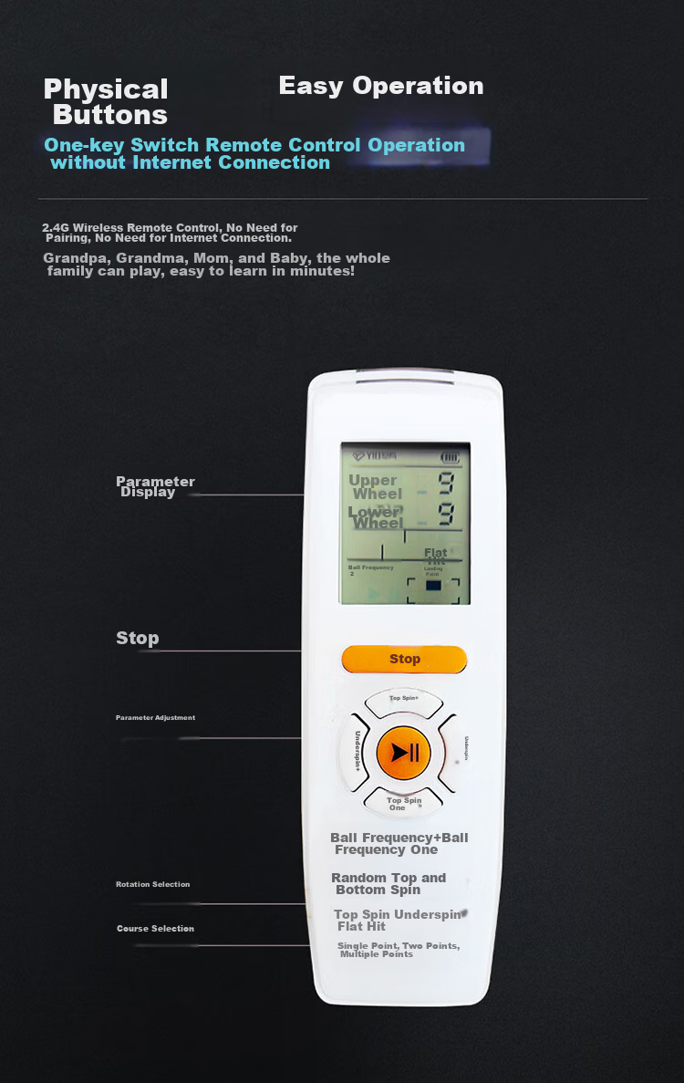 Youyou Y10pro Multifunctional Wireless Remote Control, Table Tennis Ball Machine, Single-Person Automatic Table Tennis Training Ball Launcher 8