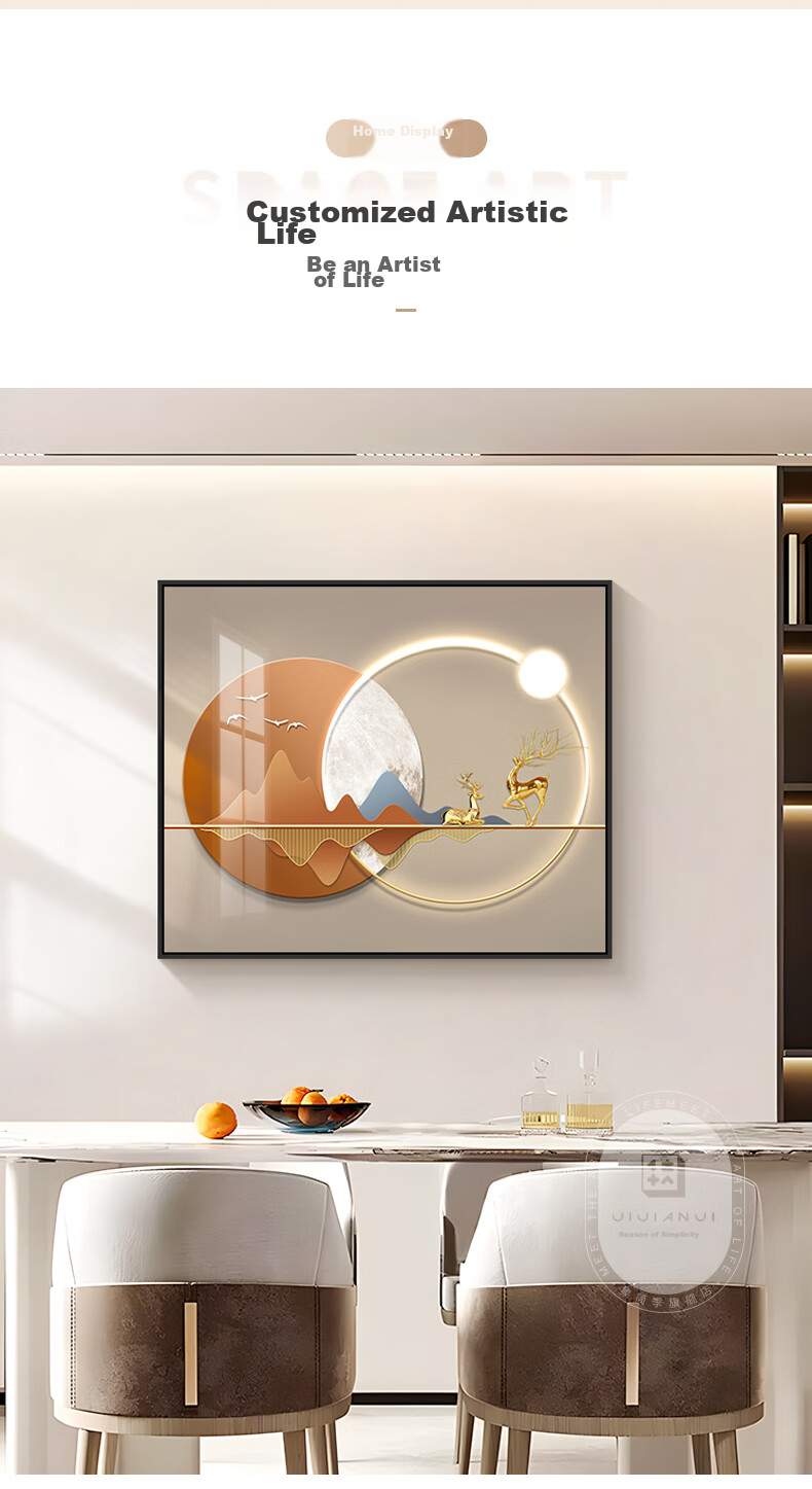 JIJUANJI Luxury Electric Meter Box Decorative Painting, Modern Distribution Box, Restaurant Electrical Switch Cover, Hanging Painting, Fu Lu Xiang Ying 5