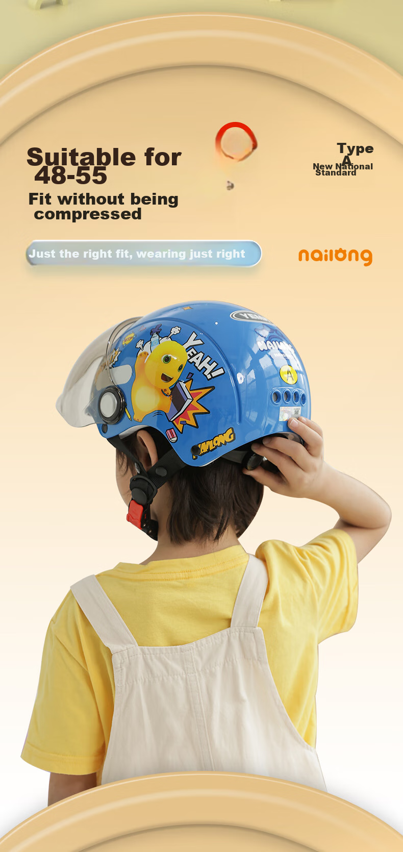 YEMA (YEMA) [Nailong Collaboration] 3C Certified New National Standard 237S Children's Helmet Summer Half Helmet Boys Girls Electric Motorcycle Safety Helmet Pink 11