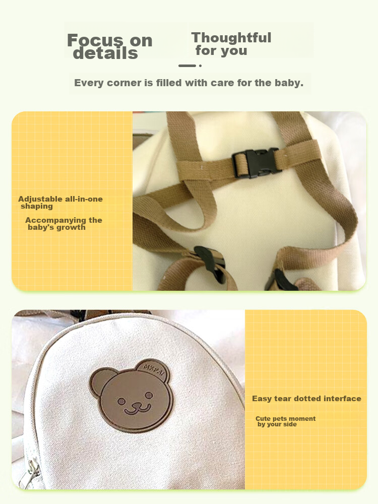 9I9 Anti-Lost Backpack, Kindergarten Schoolbag, Baby Double Shoulder Small Backpack, Large Capacity, for Boys And Girls, Korean Version A33 Bear 9