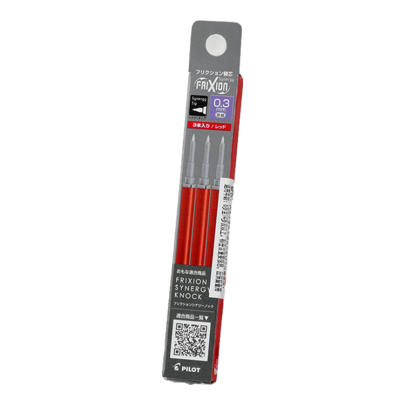 PILOT Erasable Pen Refill, Retractable Gel Ink Pen, Temperature-Controlled Erasable Tip, Student Writing And Office Use, LFRF-13 0.3mm Red, Pack of 3