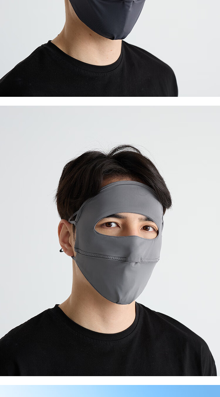Move Iron Sun Protection Face Mask for Women, Summer UV Protection, Cool Ice Silk Full Face Breathable Lightweight Mask, Black 7