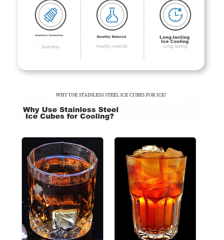 BJ 304 Stainless Steel Ice Cube Tray, Square Quick-Cool Metal Ice Cube Maker Mold, 4-Piece Set CP-127 3