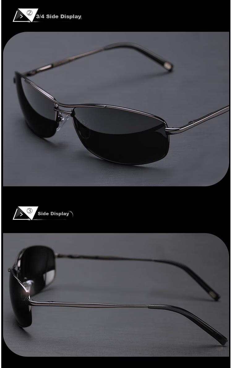 VEGOOS Polarized Men's Metal Square Frame Sunglasses Trendy Cool UV Protection Driving Shades 1318 9