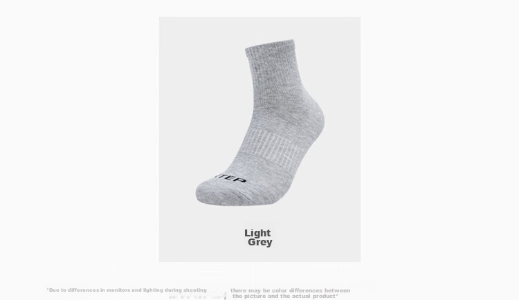 XTEP Men's Socks, Dry And Skin-Friendly Athletic Socks, Five-Pair Pack, Mixed Colors And Solid Colors, Moisture-Wicking, Breathable for Summer And Autum 18