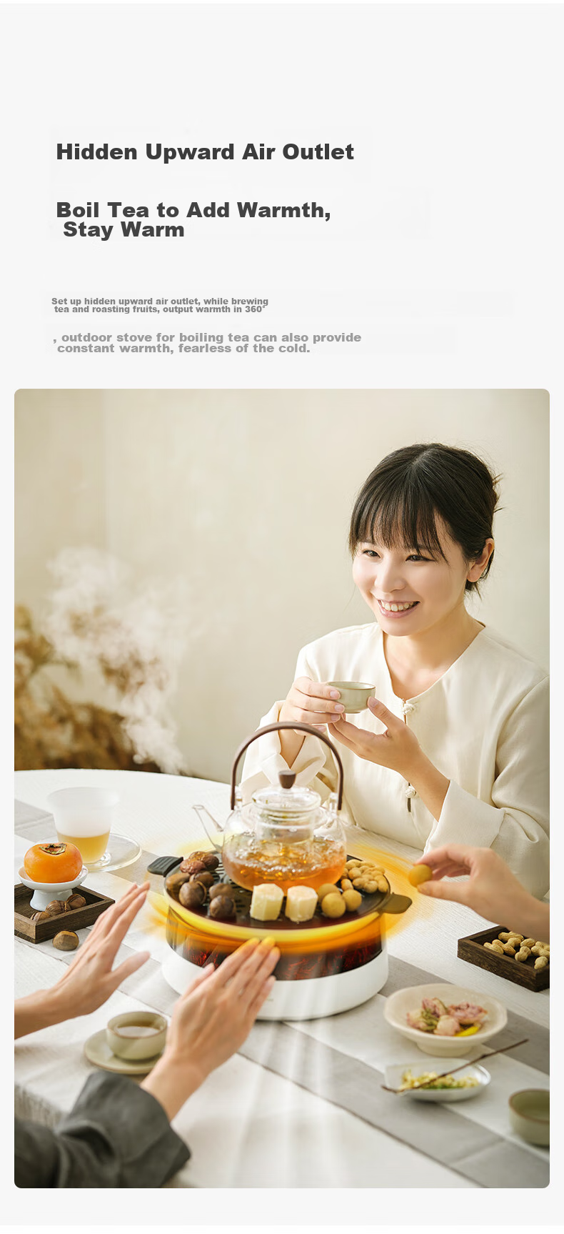 GLASSLOCK Tea Brewing Set with Simulated Charcoal Fire, All-Glass No Glue Health Tea Pot, Constant Temperature Tea Maker with Electric Ceramic Stove Heater, New Year's Gift 26