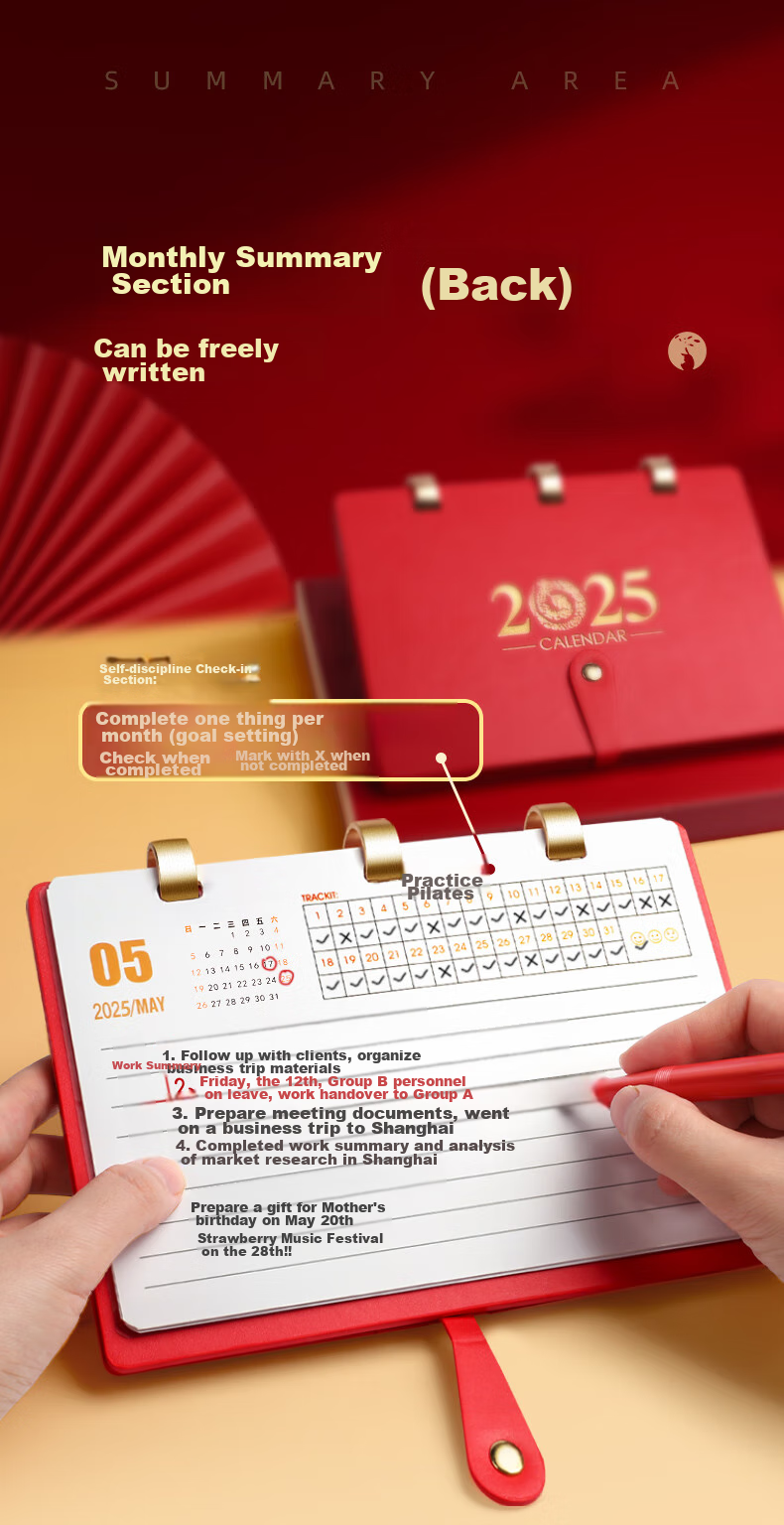 Jinzhi 2026 Leather Calendar, Horse Year Gift Box/red, 2025 Calendar Notebook, Monthly Calendar, Year Calendar, Weekly Calendar, Planner Book, Office Desktop Decoration, Office Gift 5