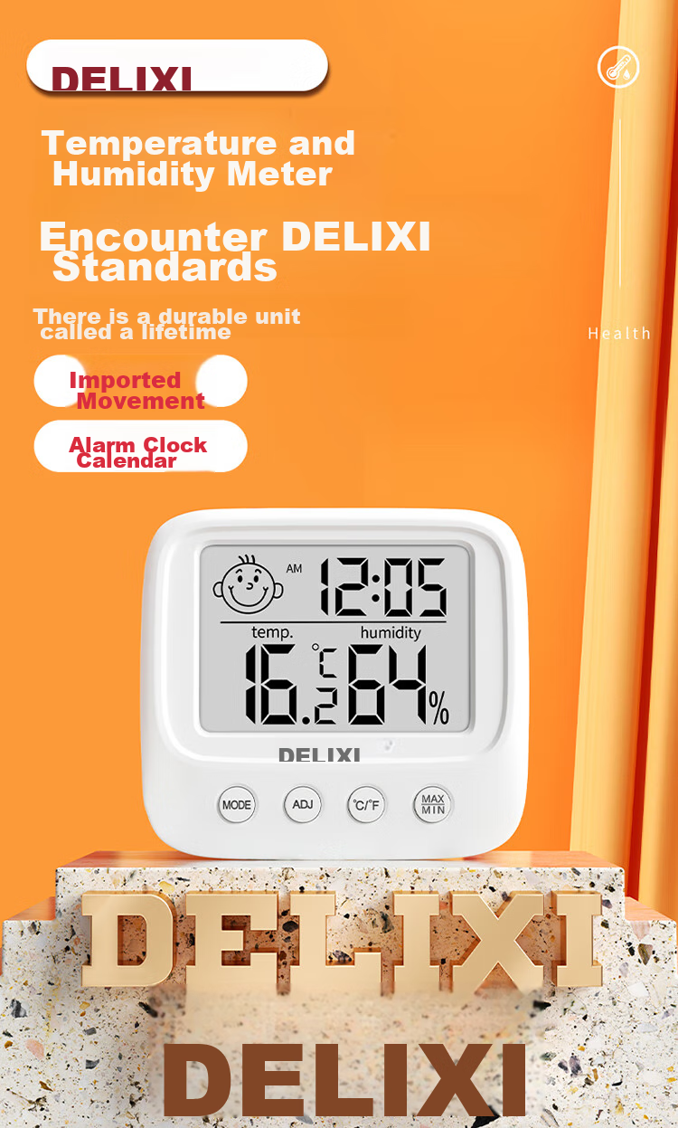 DELIXI ELECTRIC Home Indoor Thermometer with Smiley Face Backlight, Baby Room Electronic Digital Temperature And Humidity Meter, Temperature Gauge DM-1002 2