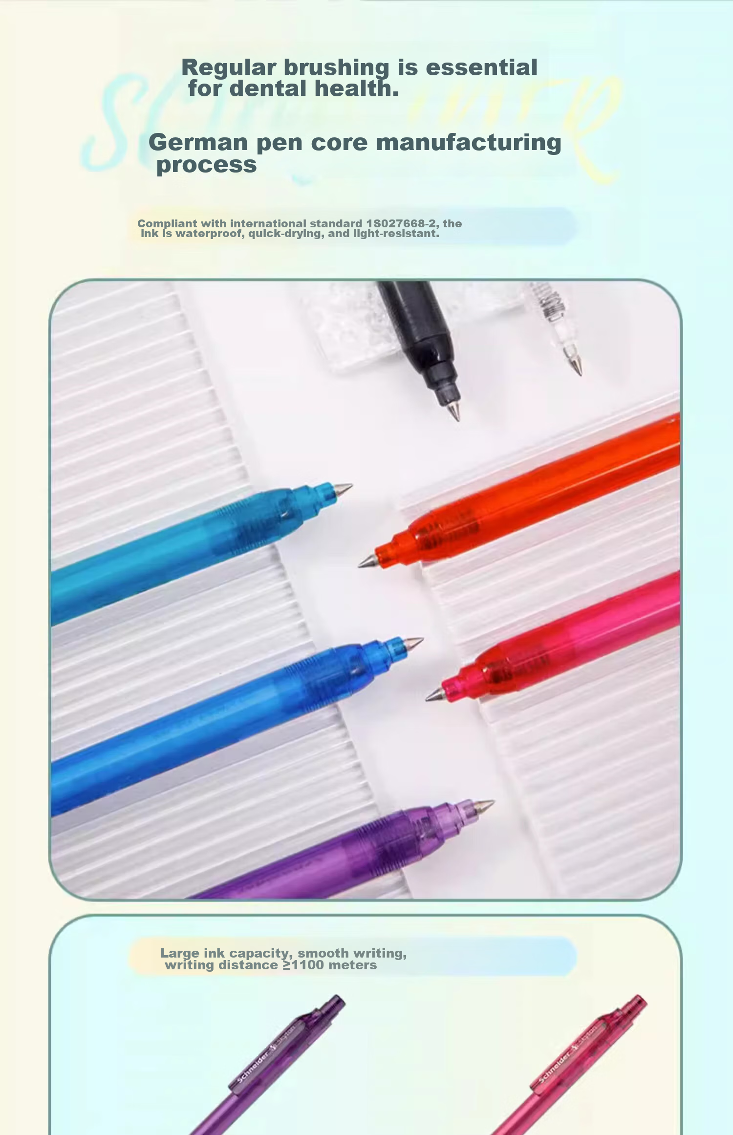 Schneider Gel Pen, 0.5mm, Black, Quick-Drying, Large Capacity, Retractable, Signing Pen, Writing Pen, Exam Pen, Office Meeting Pen - Sika Tong Transparent Black 8