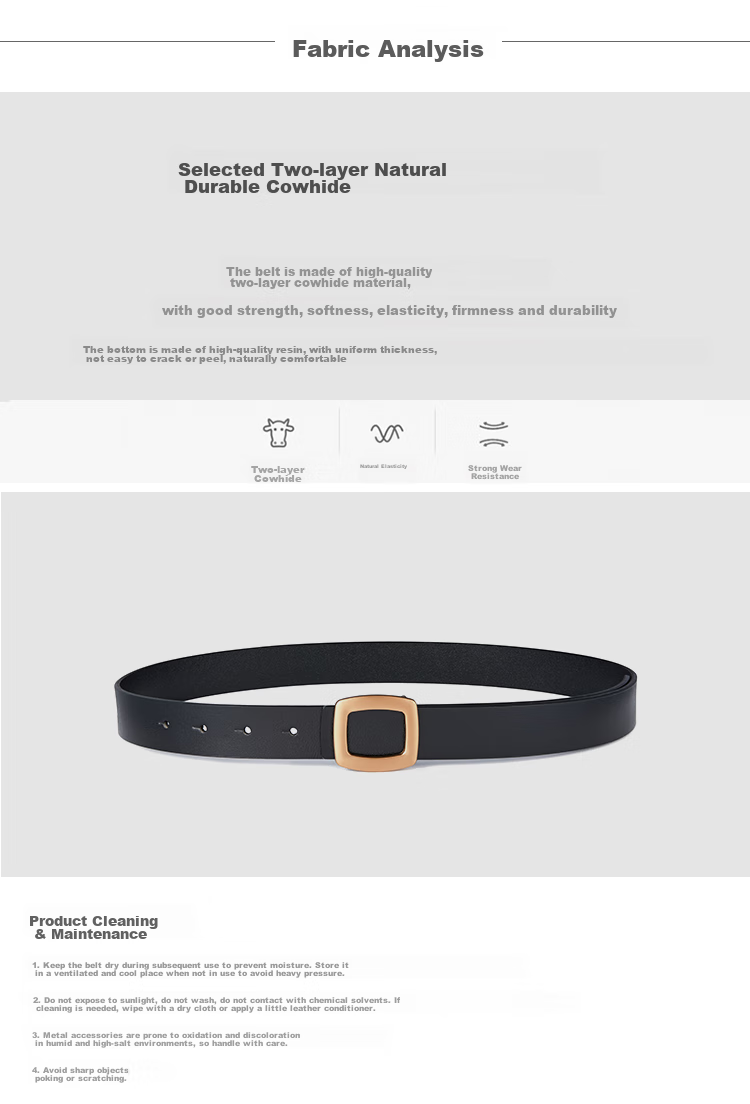 RED DRAGONFLY 2026 New Women's Leather Belt, Versatile Waistband with Pin Buckle, Cowhide, No Drilling Required, Birthday Gift for Mom, Gift Box Included 5