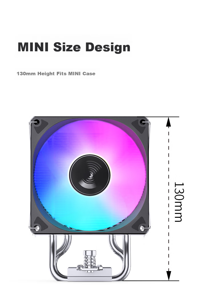 JONSBO CR-1400EVO Color Edition CPU Air Cooler (Nickel-Plated 4 Heat Pipes/RGB Lighting Effects/PWM Fan/130mm Height/Multi-Platform/Thermal Paste Included) 8