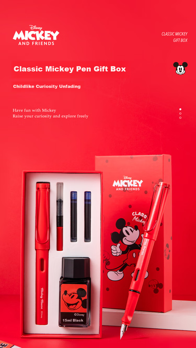 Disney Student Fountain Pen Posture Correction Pen Refillable Erasable Ink for Grades 3-6 Birthday Gift Stationery Reward for Boys and Girls 1