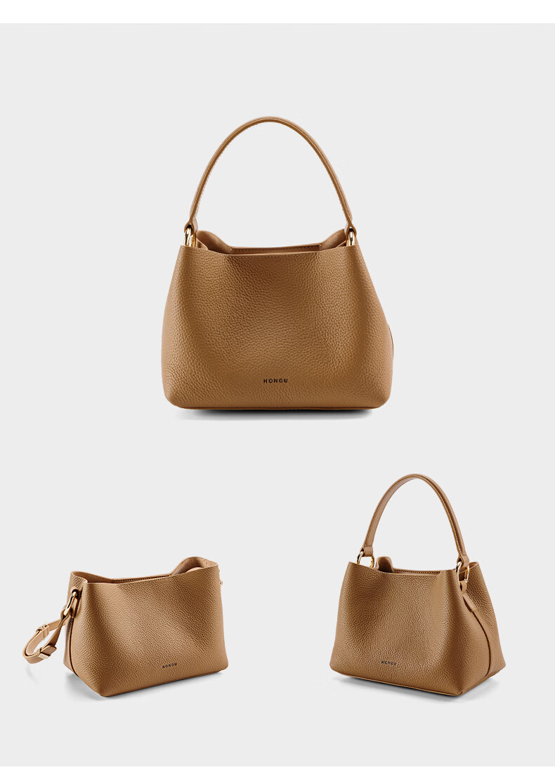 HONGU Women's Handbag, High-Quality Cowhide Leather, Fashionable Shoulder, Handheld And Crossbody Bag, Versatile Bucket Bag, Birthday Gift for Girlfriend 16