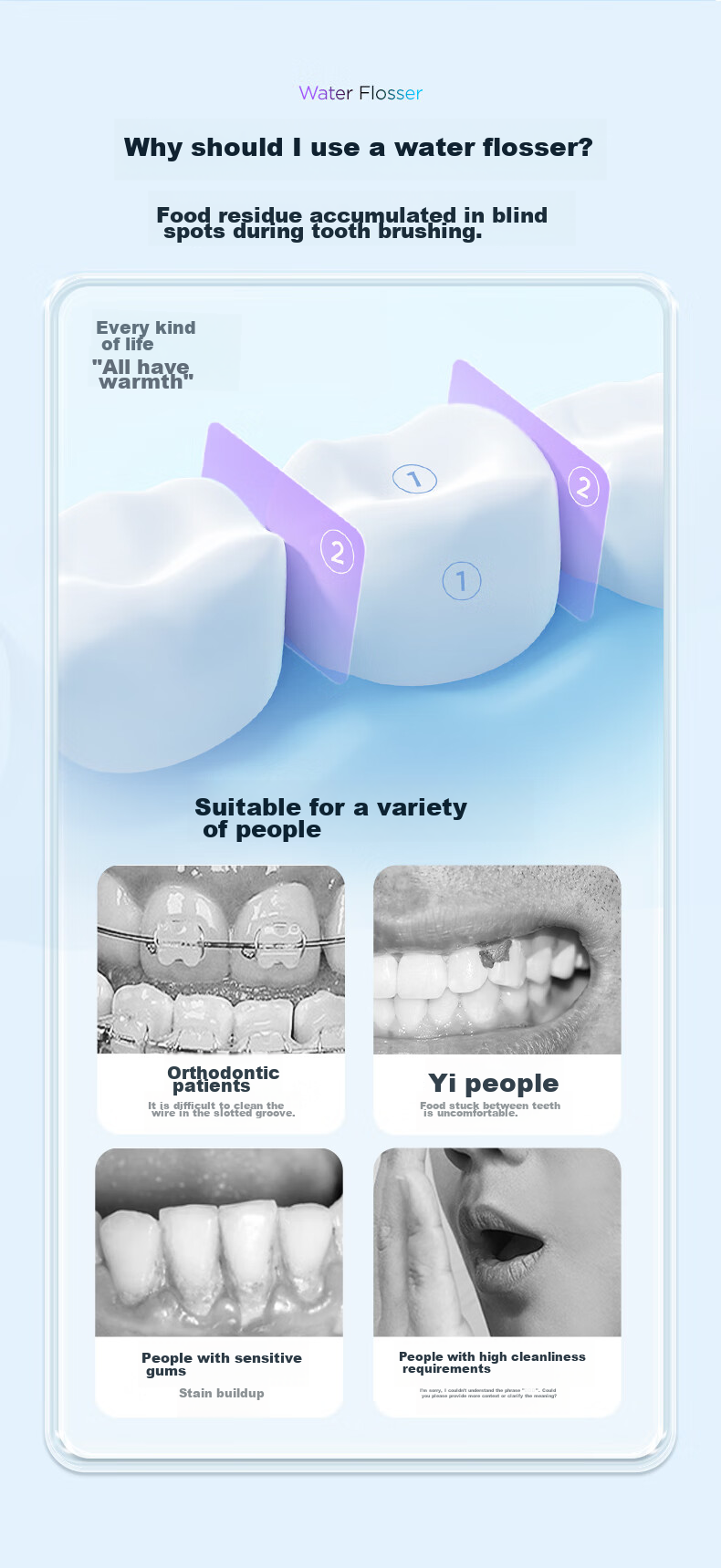 Midea Water Flosser, Portable Oral Irrigator for Adults, Home Use, Milk Tea Cup, Lavender Purple CL2, Recommended As Birthday And Holiday Gift for Couples 4